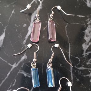 Handmade Silver Crystal Dangle Earrings